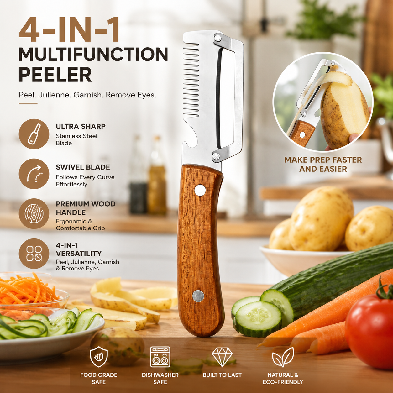 Multi-Functional Vegetable Peeler for Kitchen