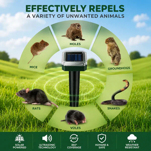 Spring Sale 50% OFF☘️Solar Powered Waterproof Screw Mole Repellent🐭