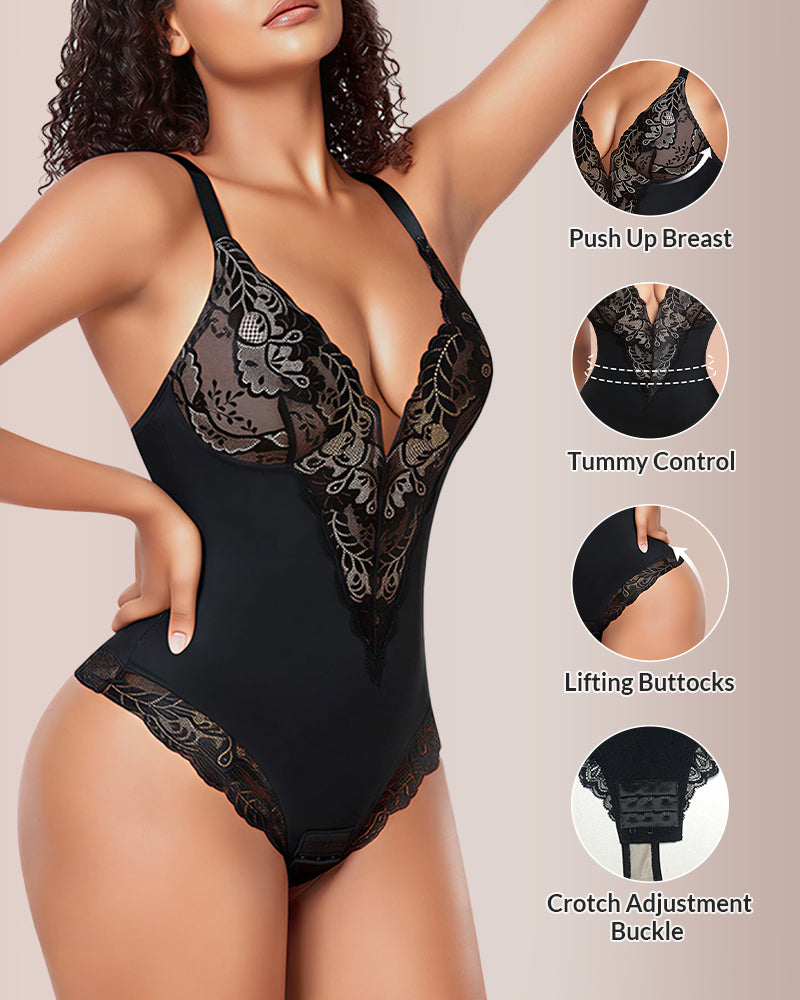 Paiduis® V-neck Lace Shapewear Bodysuit