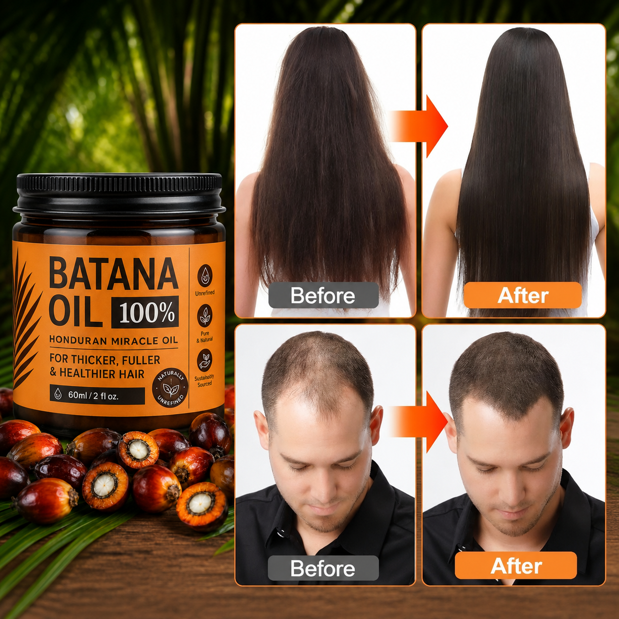Batana Oil for Hair Growth,Raw Organic Batana Mask from Honduras🌱
