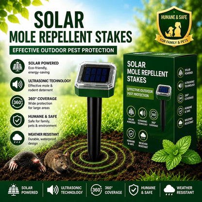 Spring Sale 50% OFF☘️Solar Powered Waterproof Screw Mole Repellent🐭